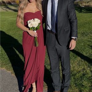 Burgundy Strapless Maxi Dress